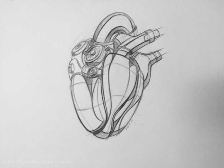 机械心脏 素描图片